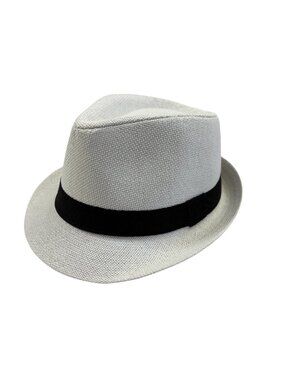 Fedora Trilby Hat - Summer White Straw W/ Black Band- S/M- NWT- Gender Neutral